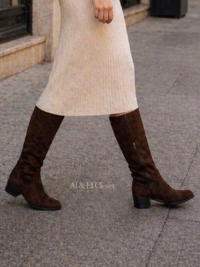 Kenneth Cole New York Stanford Brown Vegan Knee-High Boots Size 7.5 New With Box